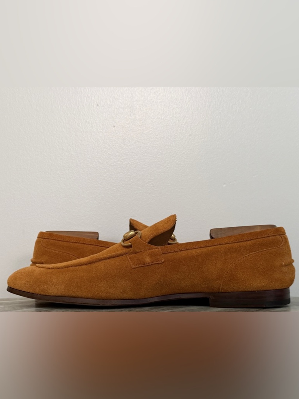 GUCCI JORDAAN  Horsebit Suede Loafers Harness Brown 10 / 10.5 US Tan/Beige - Picture 4 of 10